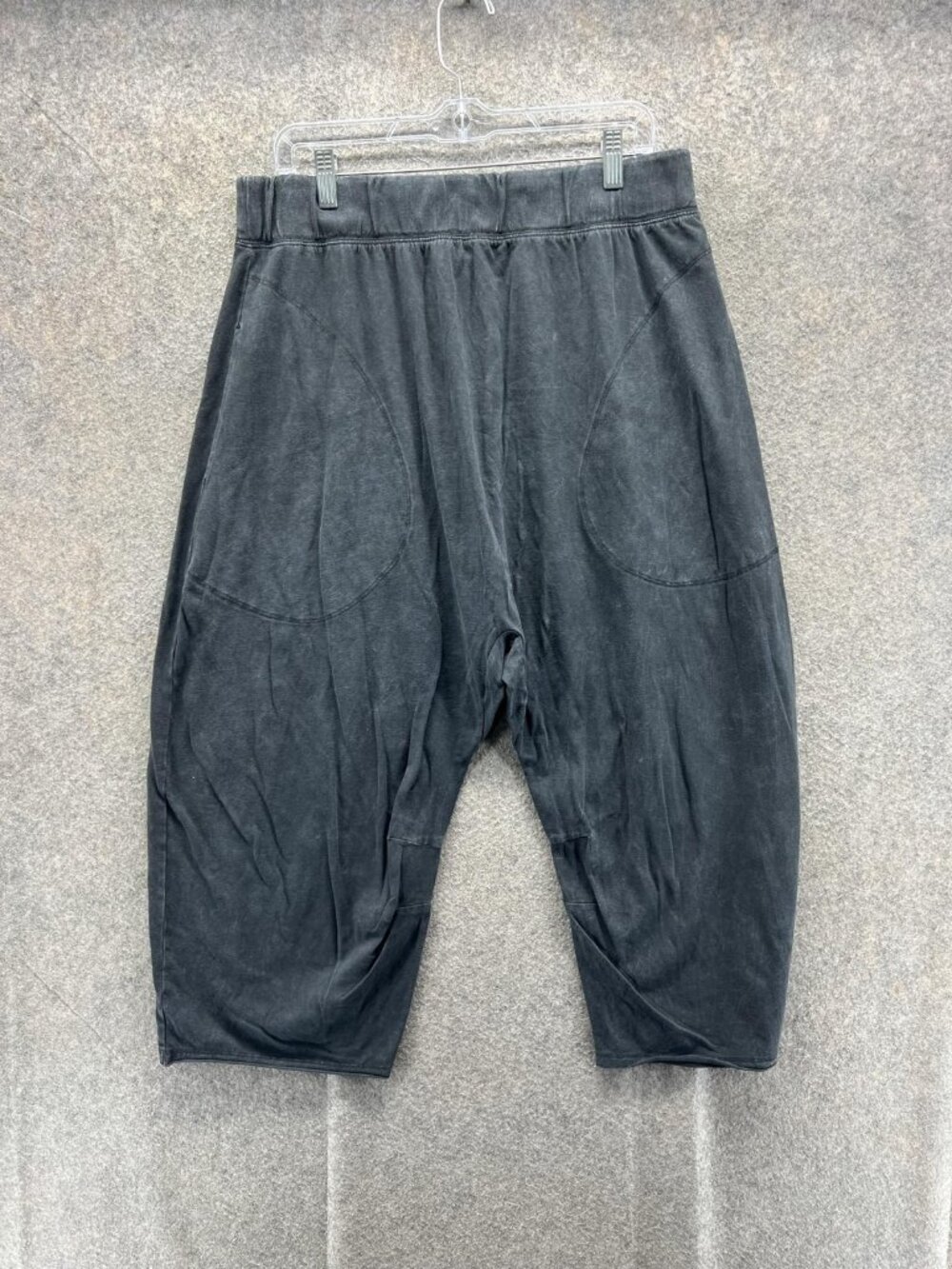 Free People Pants Womens XL Gray Harem Knit Pull On Tapered Pockets Lounge Capri